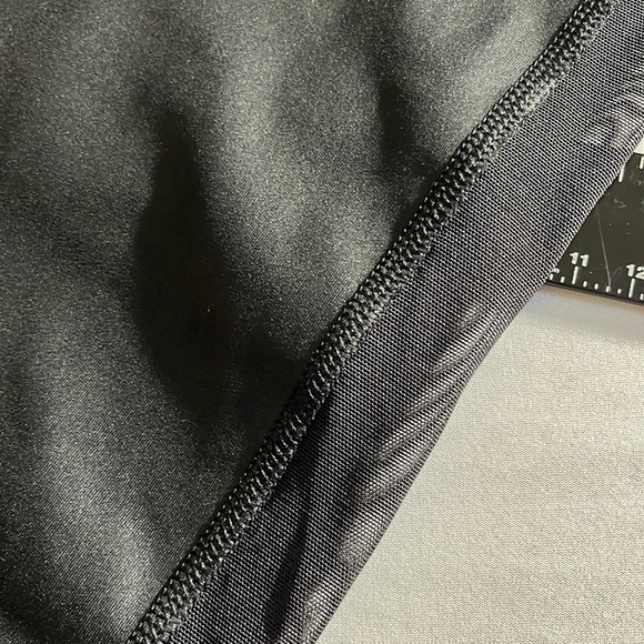 ADIDAS size large black leather like leggings with mesh stripe down each leg - Picture 13 of 13